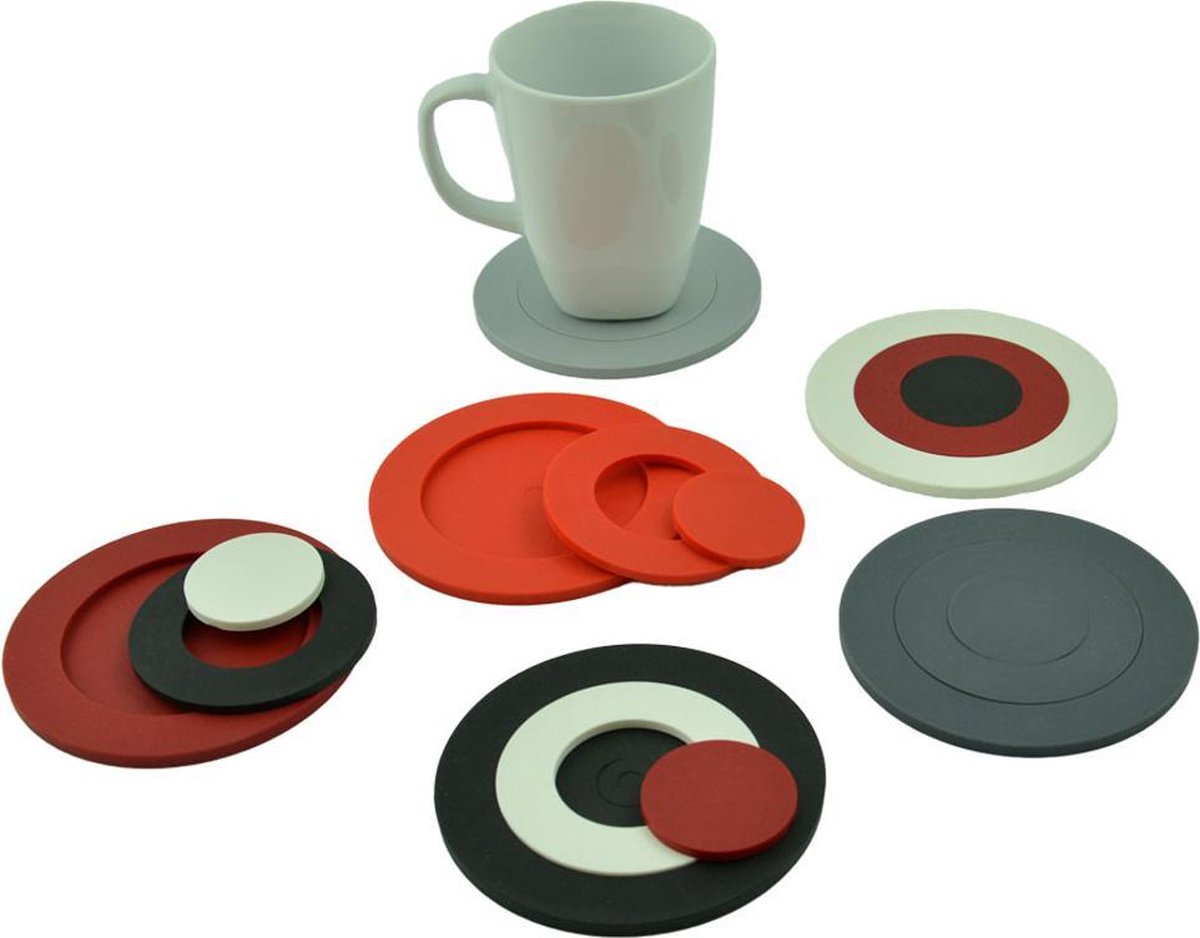 onderzetters Mix-it set van 6 stuks | rood