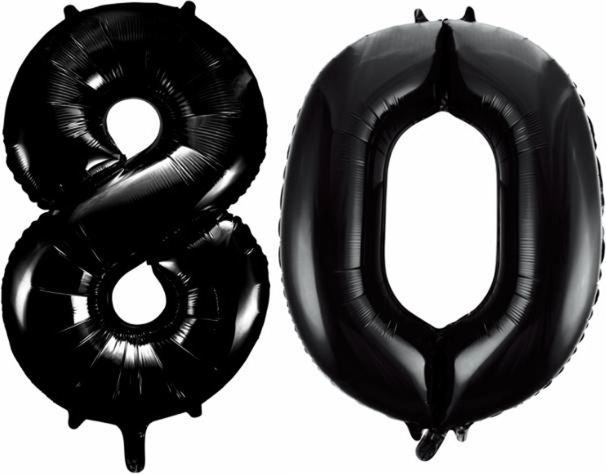 Folieballon 80 jaar zwart 41cm