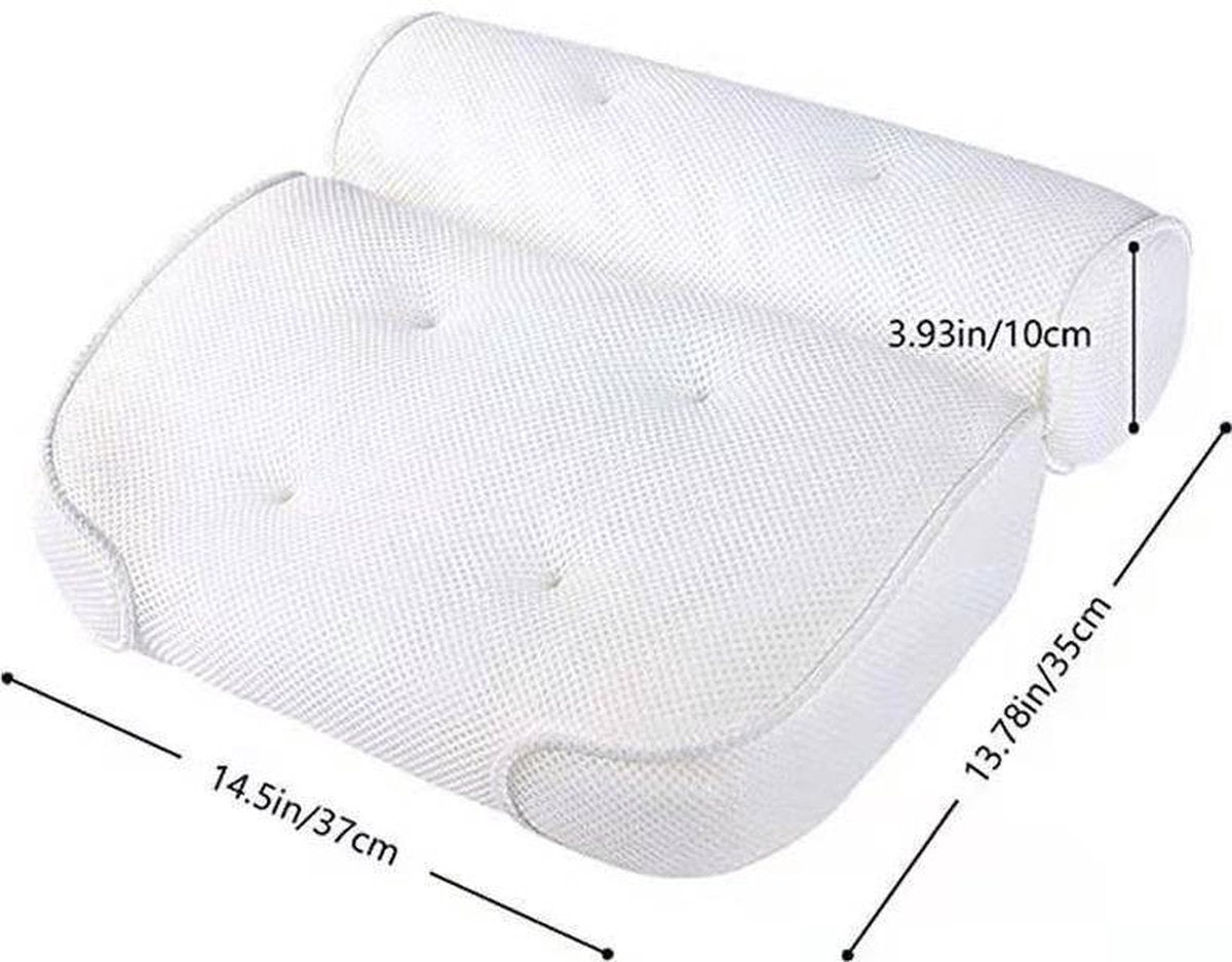 Odom Futura Luxe Badkussen met Zuignappen - Nekkussen Voor In Bad - Hoofdsteun - Dubbele Foam - Extra Zacht - Antislip - Wit