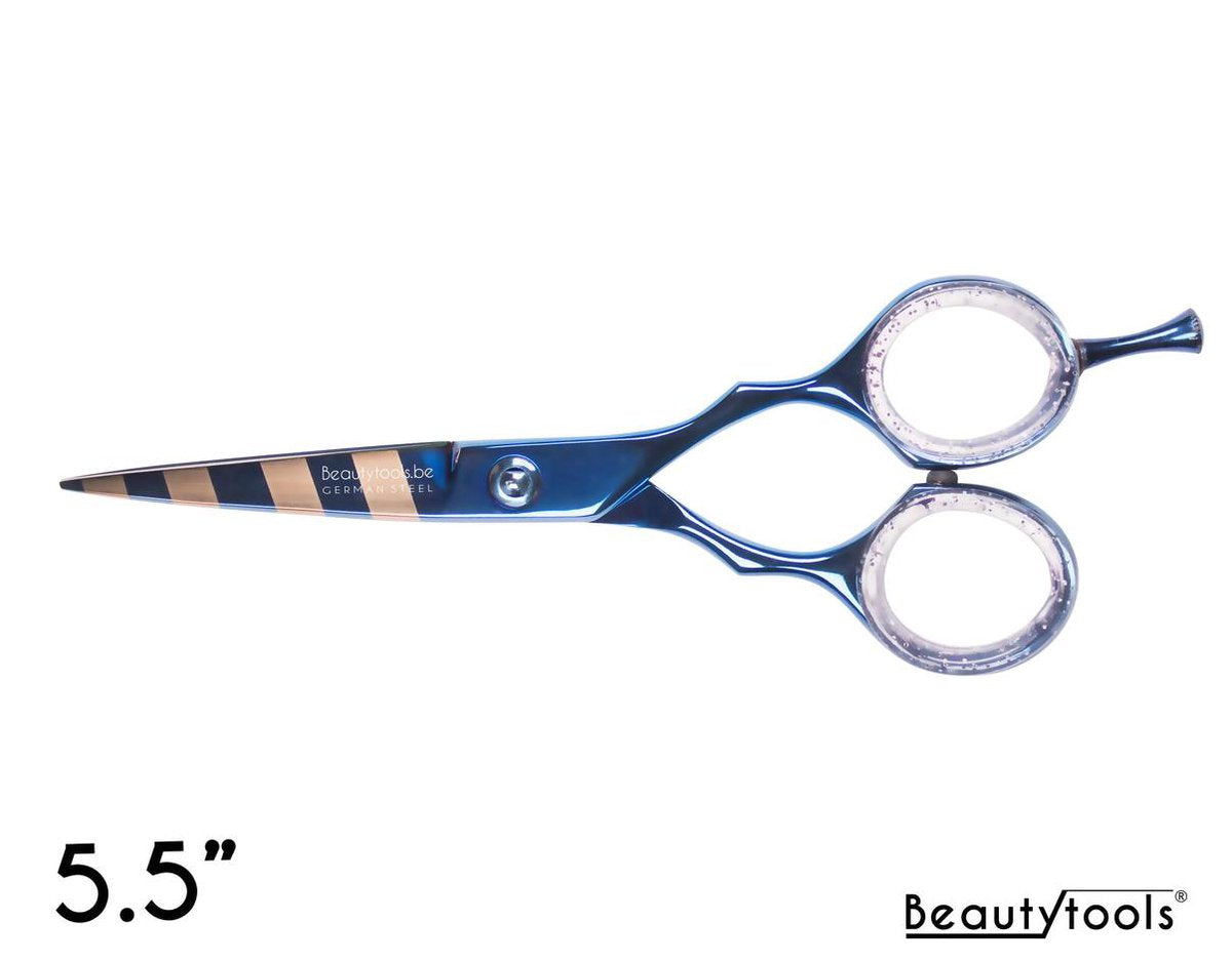 BeautyTools TITAN LINE Kappersschaar / Knipschaar Rechtshandig - Blue Zebra PerfectCut (5.5 Inch) - (RS-1512)