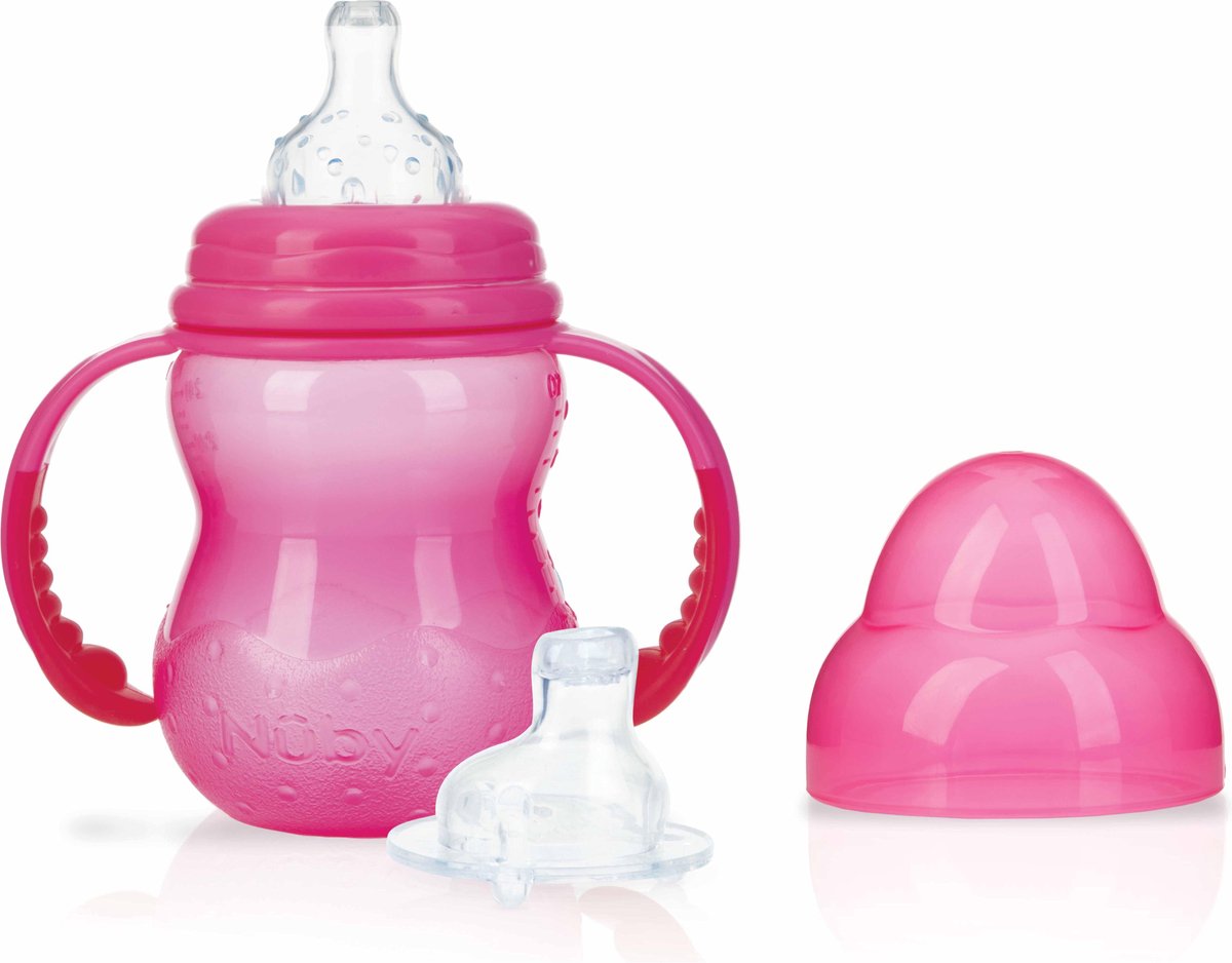 Nûby - Trainingsfles met antilekspeen & antilektuit - Roze - 240ml - 0m+