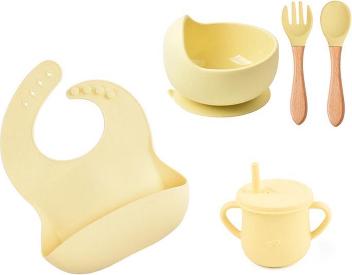 Baby Siliconen 5- delig / kinderservies voor Baby / Jongen / Meisje - Onbreekbaar /Beker
