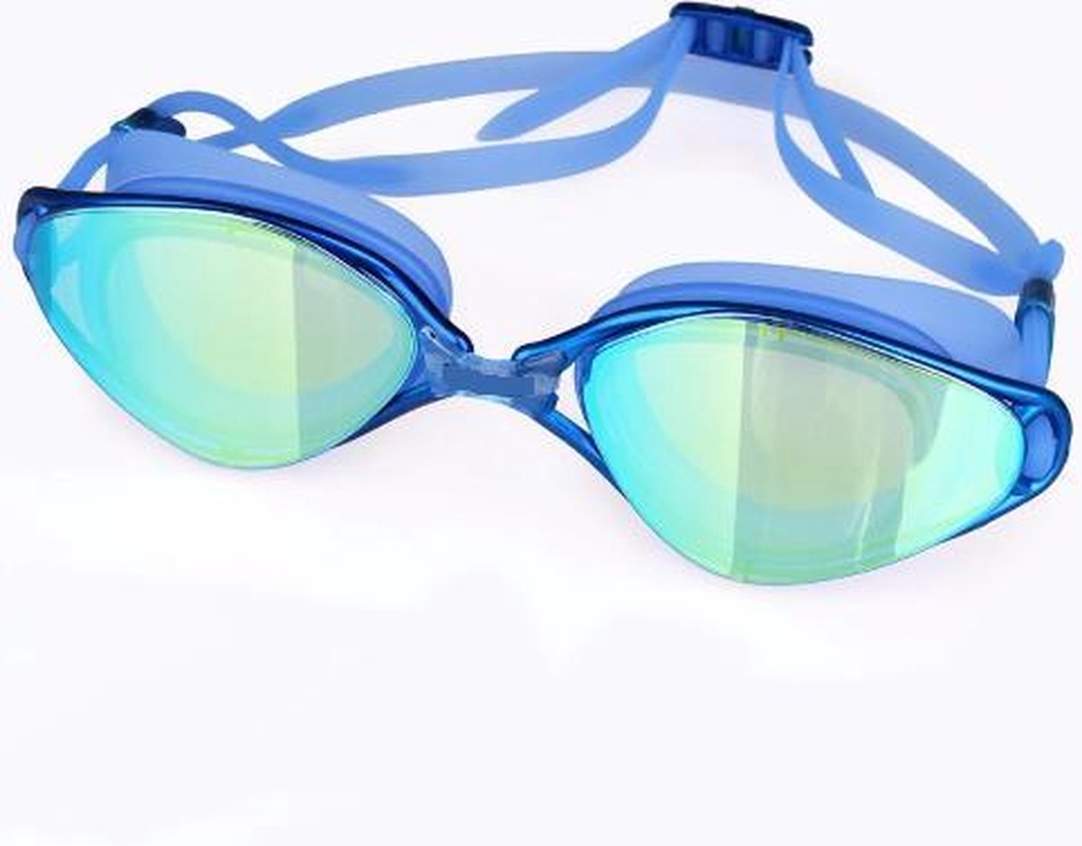 Professionele zwembril voor Volwassenen Improducts® huismerk - blauw lens spiegel blauw