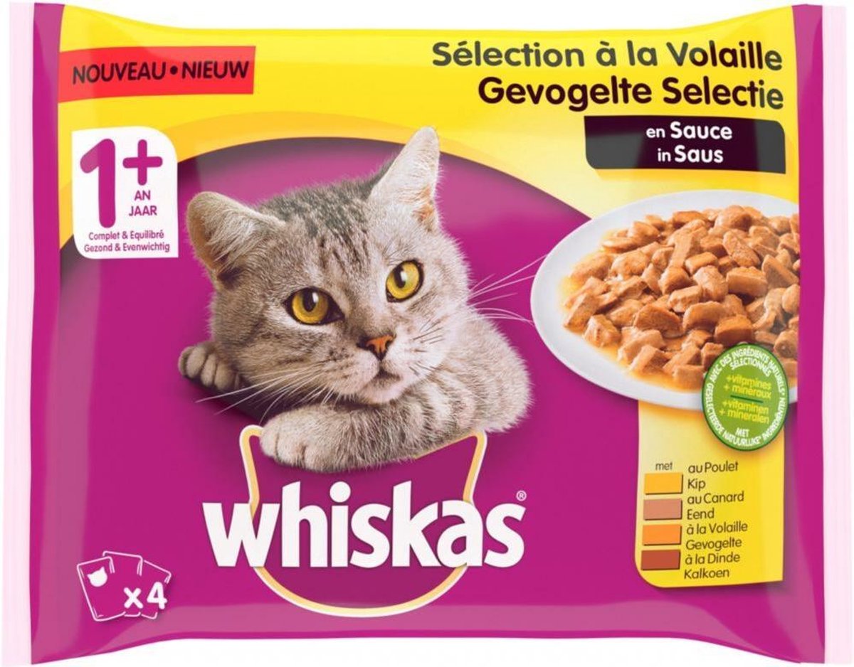 Whiskas Pouch Adult Gevogelte In Saus Multipack 400 gr
