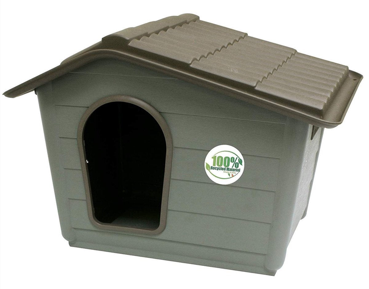 Rexa® Hondenhuis voor buiten | 60 x 50 x 41 cm |Gemaakt van 100% gerecycled plastic | Opvouwbaar huisdierenhuis met uitneembare matras | Kattenmand Zacht en warm voor hondenkat hondenkonijn | Kattenbed | Poes poezen mand | Katten bed