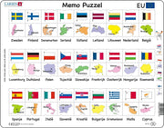 Puzzel Maxi Memopuzzel - Namen vlaggen en hoofdsteden van 27 EU-lidstaten - 54 stukjes