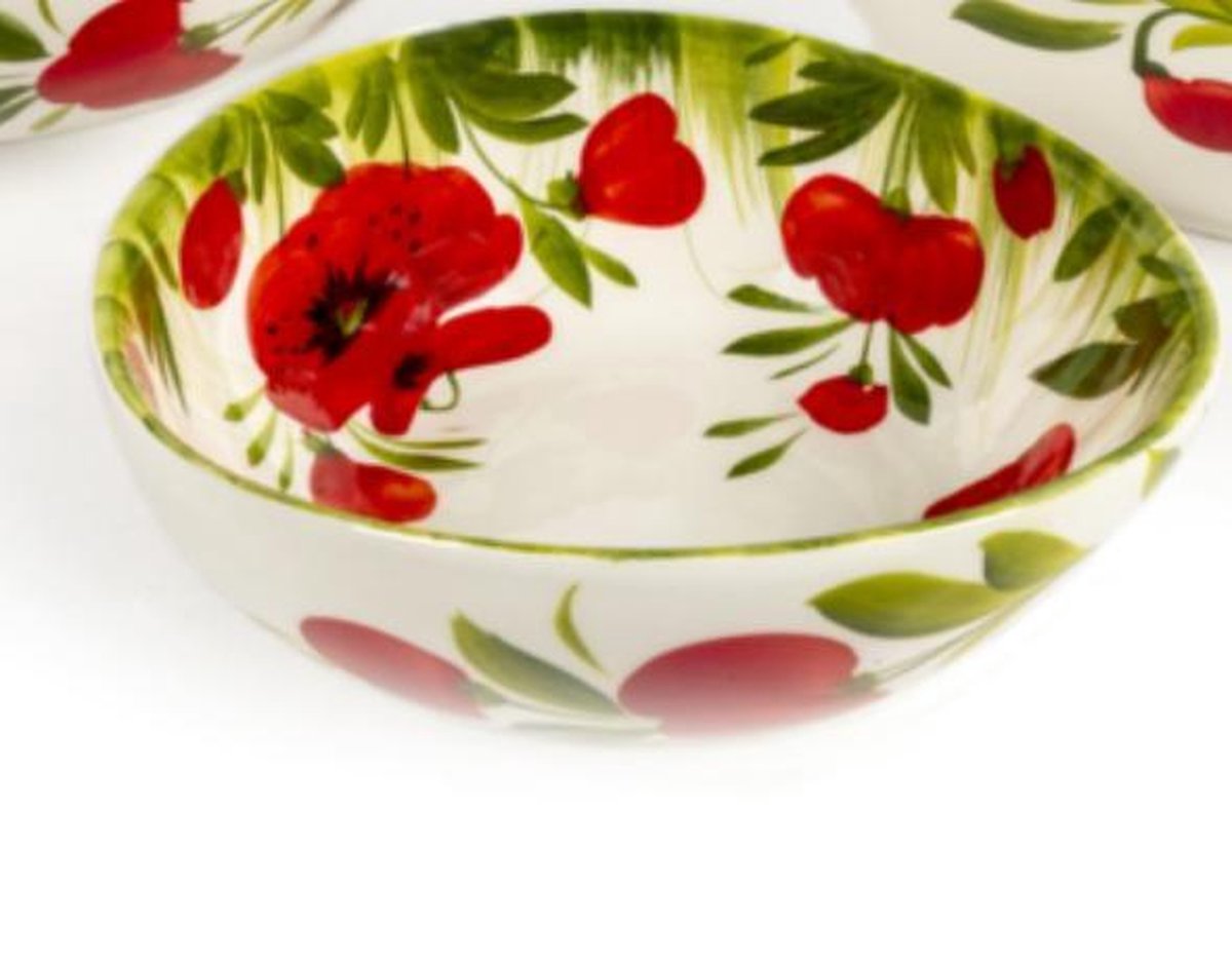 Schaal klein met klaprozen en groen gras 14 x 6 cm | EWBL23 | Piccobella