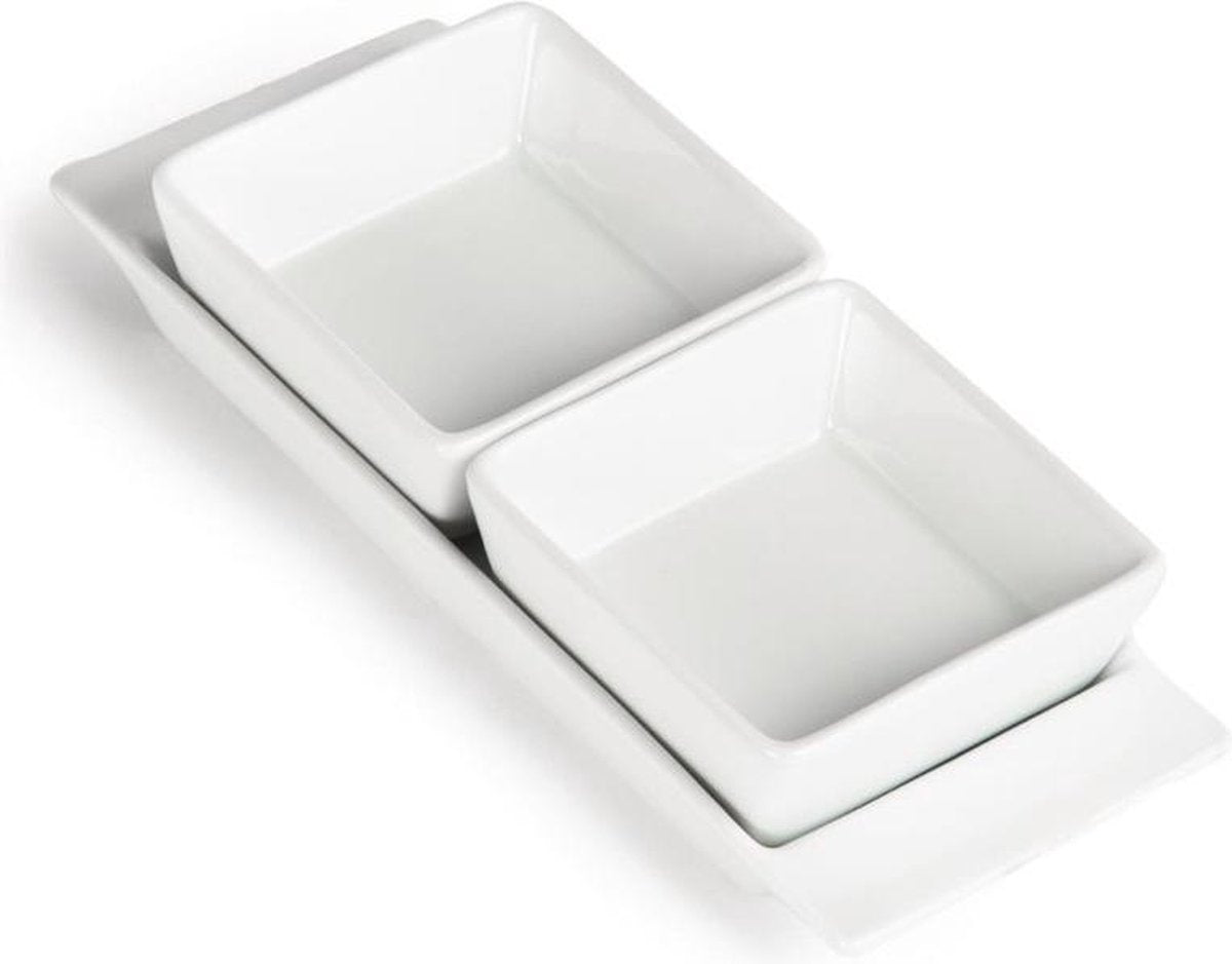 Olympia witte schaal + 2 bakjes