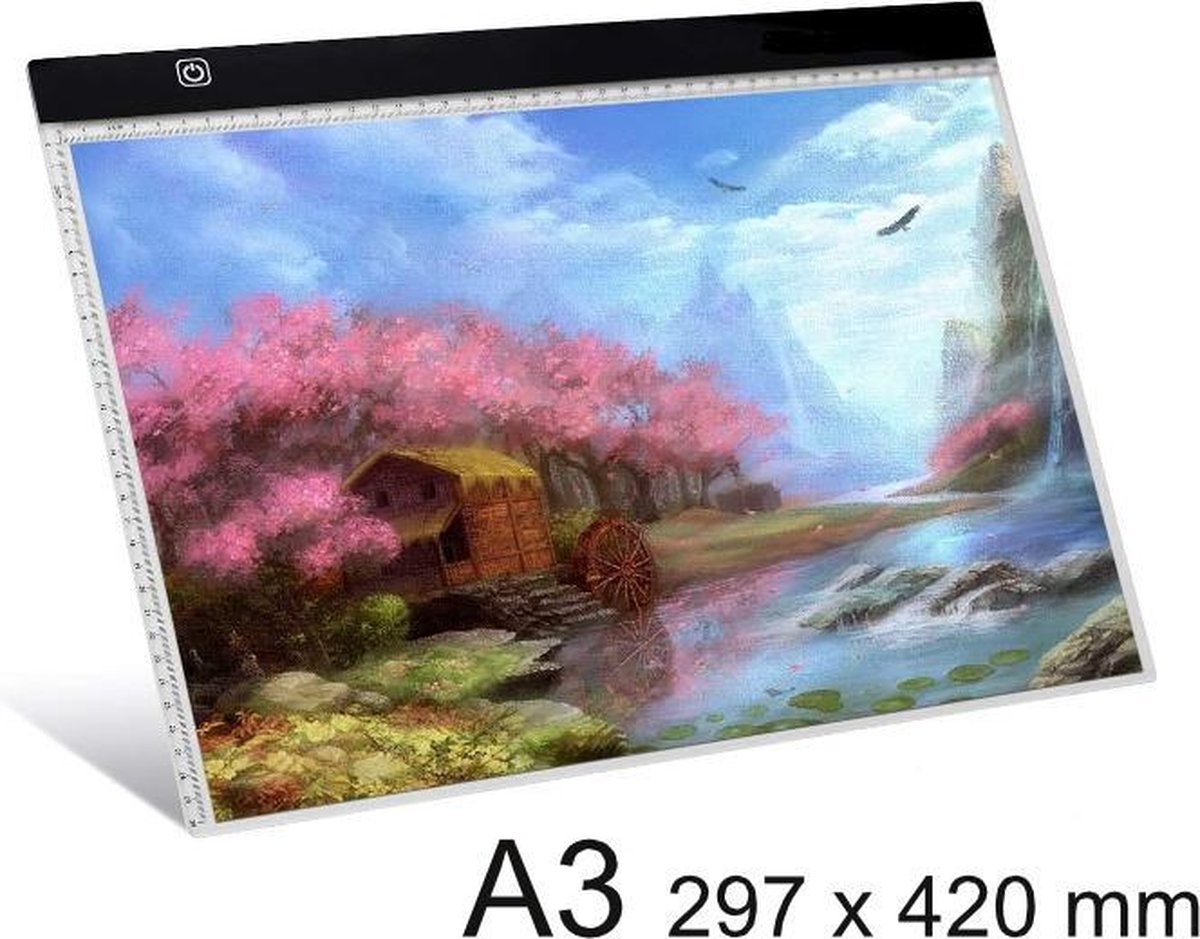 Lichtbak voor Diamond Painting en Tekenen A3 - Lightpad diamond painting – mét 3 verschillende lichtsterktes – Tekenbord met Licht - Lightpad A3 dimbaar – Lichtbak a3 voor tekenen – Lichtpad – Tekentablet - Lichttafel tekenen kleuren