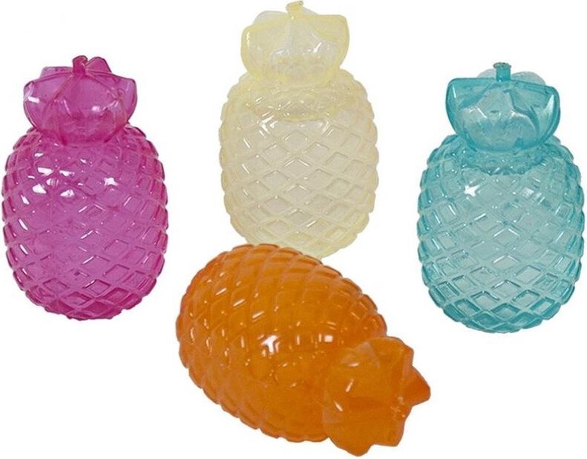 16x stuks ijsblokjes ananas herbruikbaar - Plastic ijsblokjes - Verkoeling artikelen - Gekoelde drankjes maken