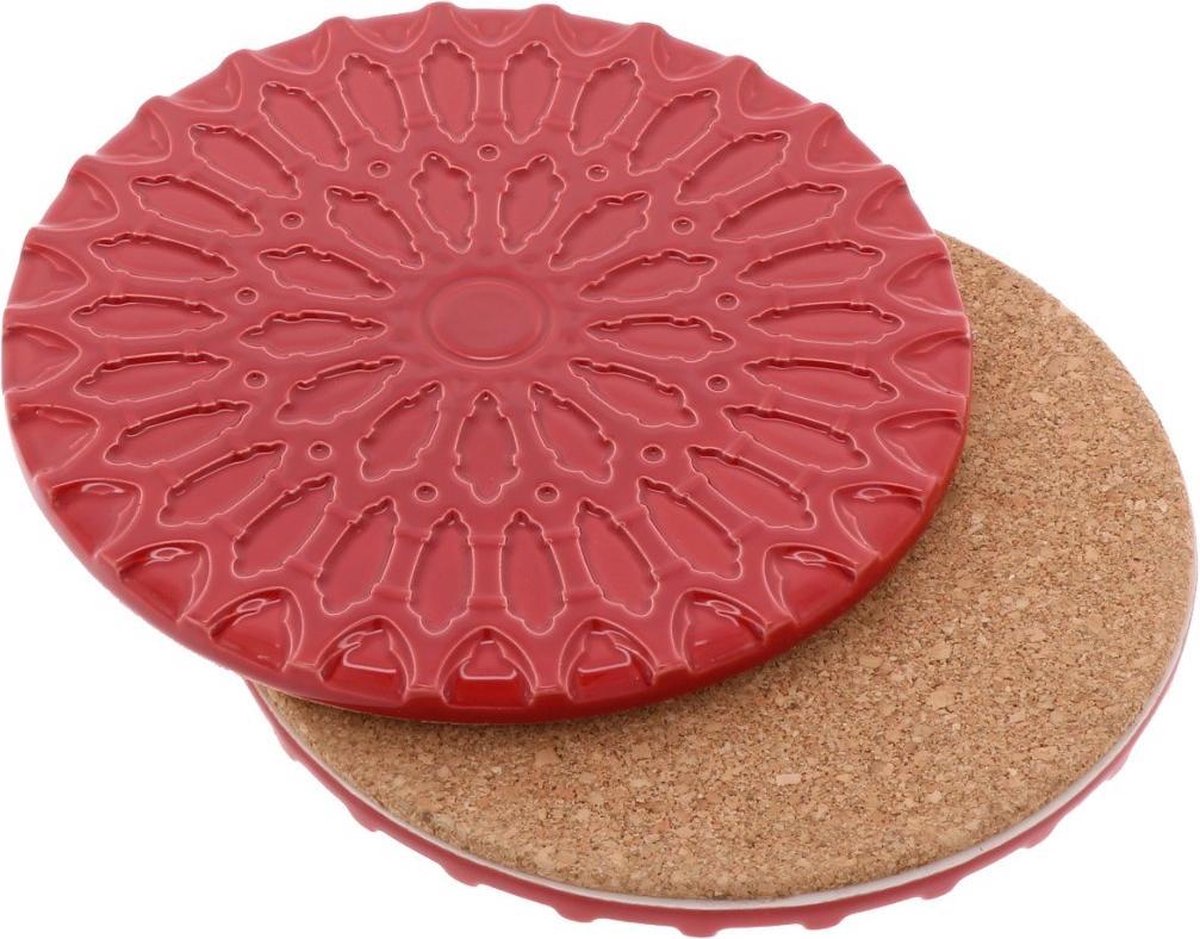 Sintra – luxe design onderzetter van keramiek en kurk - rood