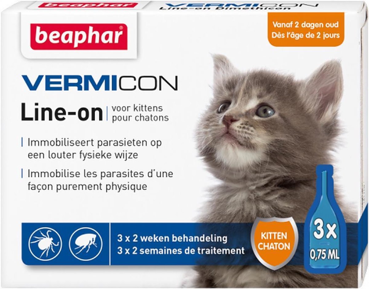 Vlooien-Tekendruppels Vermicon Line-On kitten 3x0