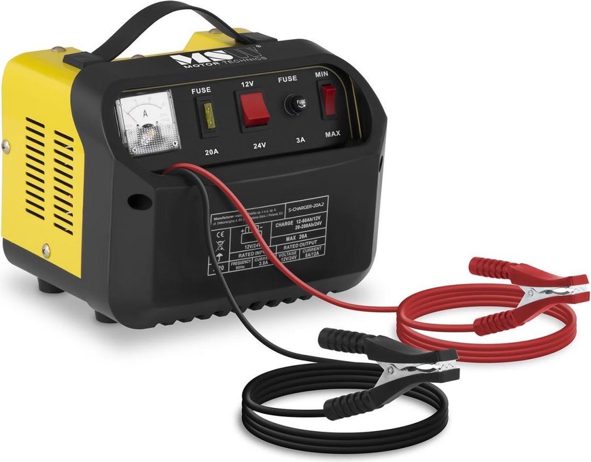 MSW Autobatterij-lader - 12/24 V - 8/12 A - schuin bedieningspaneel