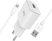 Xqisit Netstroomadapter 2.4A 1 USB poort - Wit met Lightningkabel