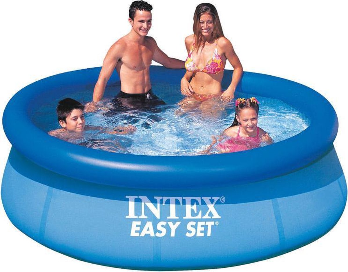 Zwembad Intex rond 244 cm - met filterpomp - met afdekzeil - met grondzeil - inc. Strandbal