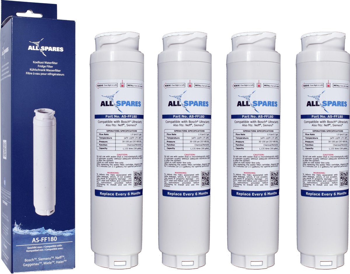 Bosch / Siemens Ultraclarity / 740560 Waterfilter - Koelkast Waterfilter van AllSpares - 4 Filters