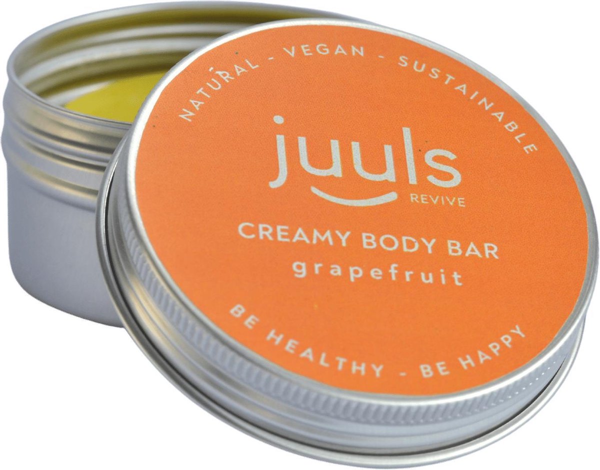Juuls Vegan Care - Zachte Crème Zeep Grapefruit in Blikje - Voor Handen en Lichaam - Ruikt Heerlijk Fris  - Zonder Sulfaten - Diervriendelijk  - Zero Waste - Plastic Vrij - Halal - 60 gr - Gratis Verzenden