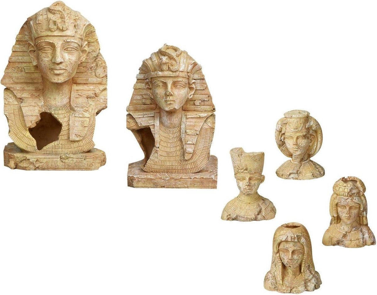 Aquarium deco old egypt heads 10x7x11cm