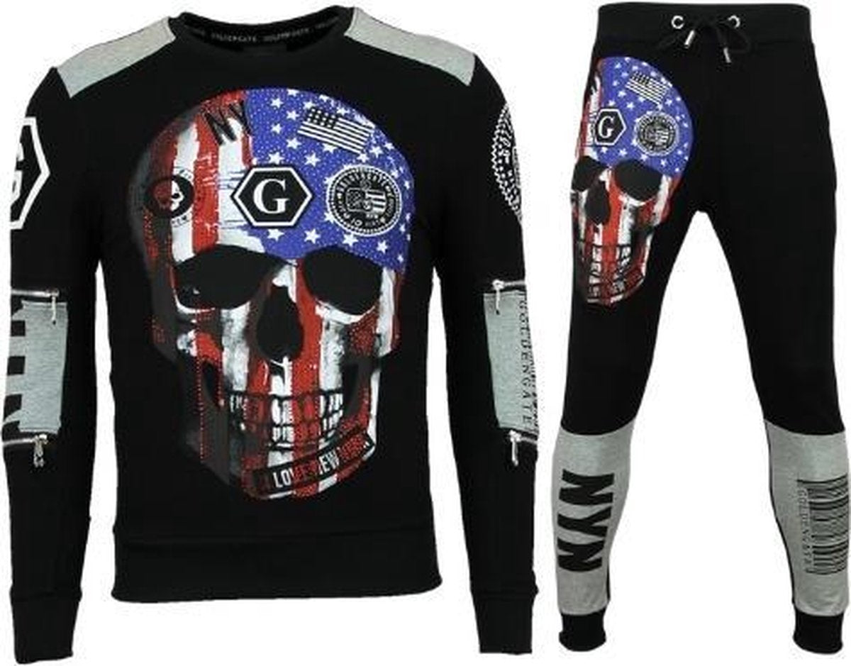 ENOS Heren Trainingspakken - Hardloopkleding - Trainingspak Kopen - Zwart - Maat: M