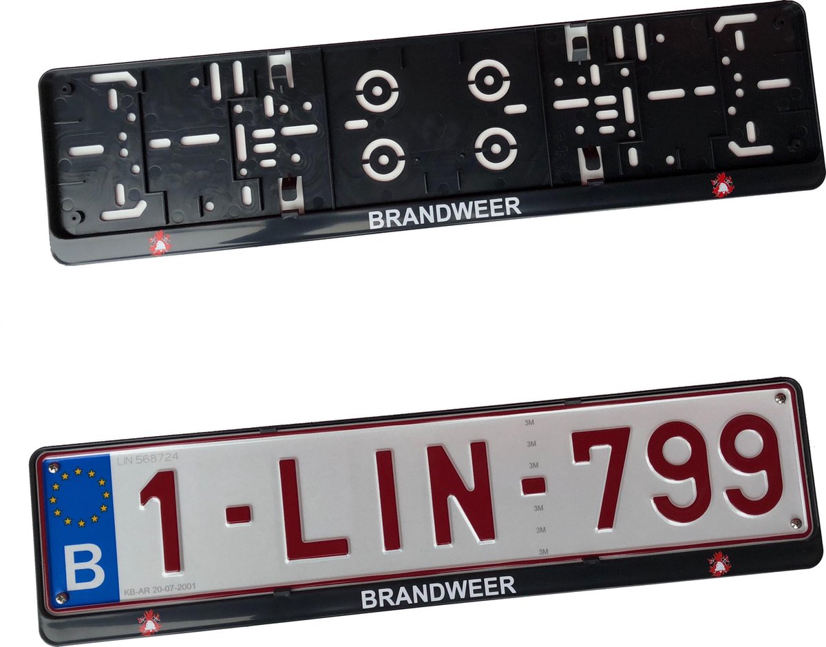 Nummerplaathouder BRANDWEER ABS voor nummerplaat 520x110mm BELGIË‎‎‎‎
