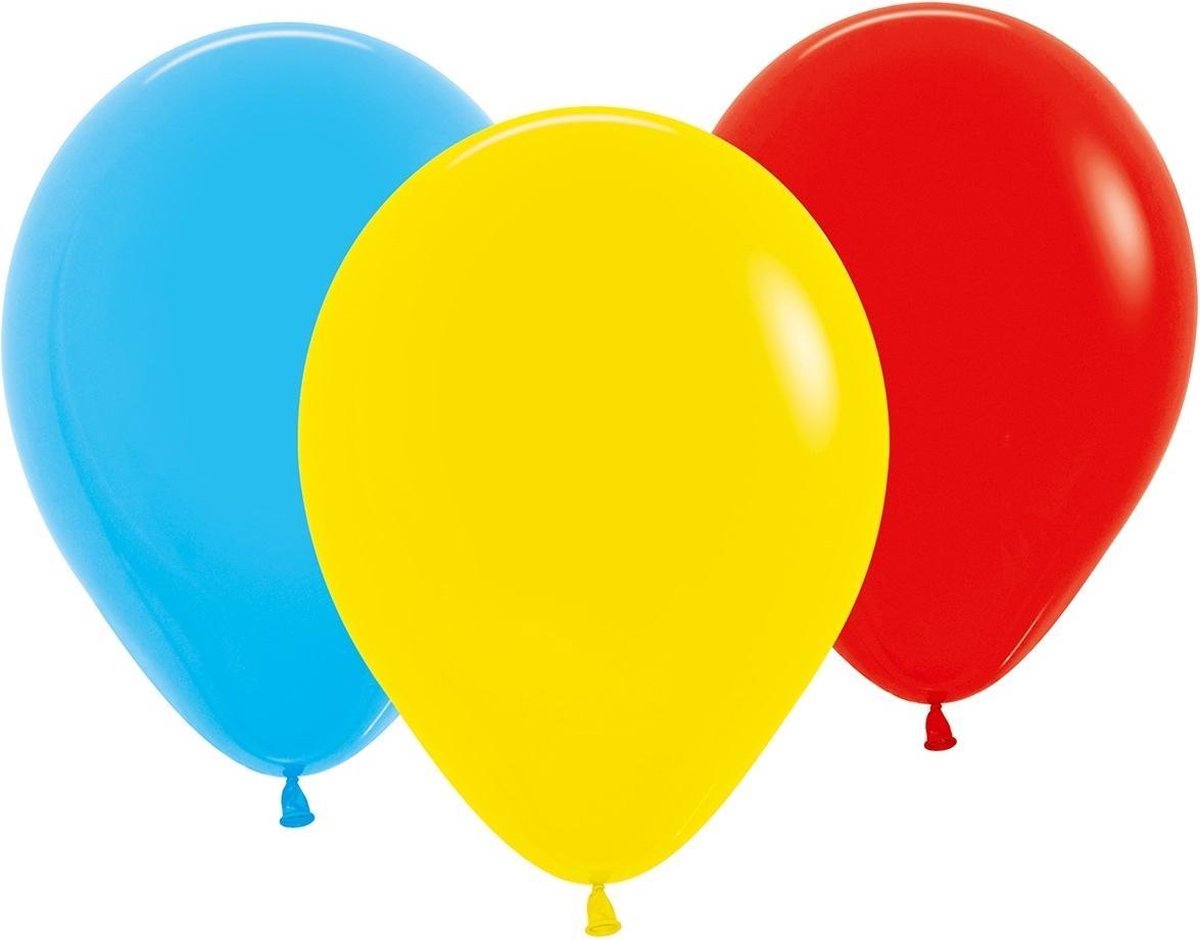 Tib Ballonnen 18 Cm Latex Rood/geel/blauw 25 Stuks