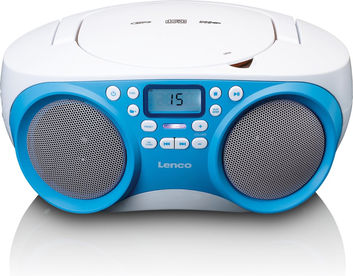 Lenco SCD-301BU - Draagbare FM Radio/CD/MP3 en USB-speler - Blauw