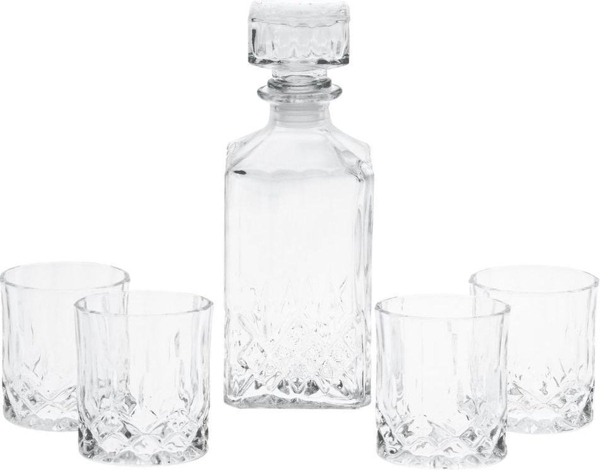 Orange85 Whiskey set - 4 Glazen met Karaf - Whiskey glazen - Tumbler - Whiskey karaf - 5 delig