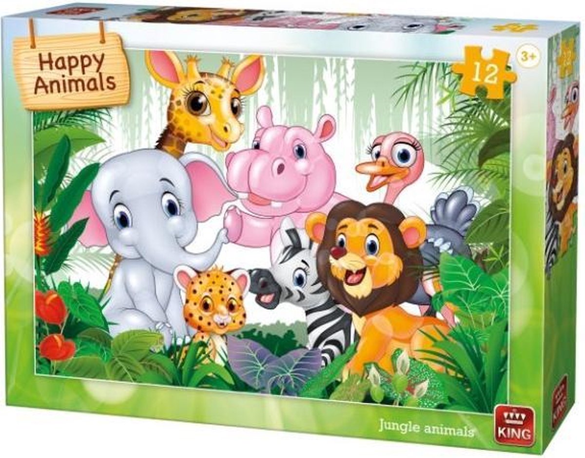 Kinderpuzzel JUNGLE ANIMALS 12 Stukjes