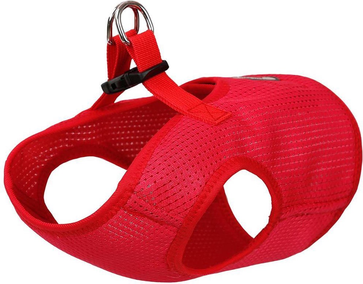 Comfortabel zittende honden harnas in ademende gaas stof - LARGE - ROOD