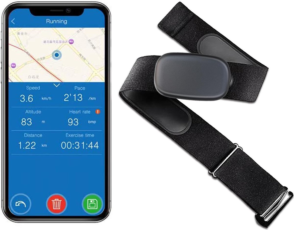 LuHealth Hartslagmeter - Hartslagmeter met Borstband - Hartslagmeters - Stappenteller - Activity Tracker - Hartslagband - Bluetooth - Nieuw Model - Zwart