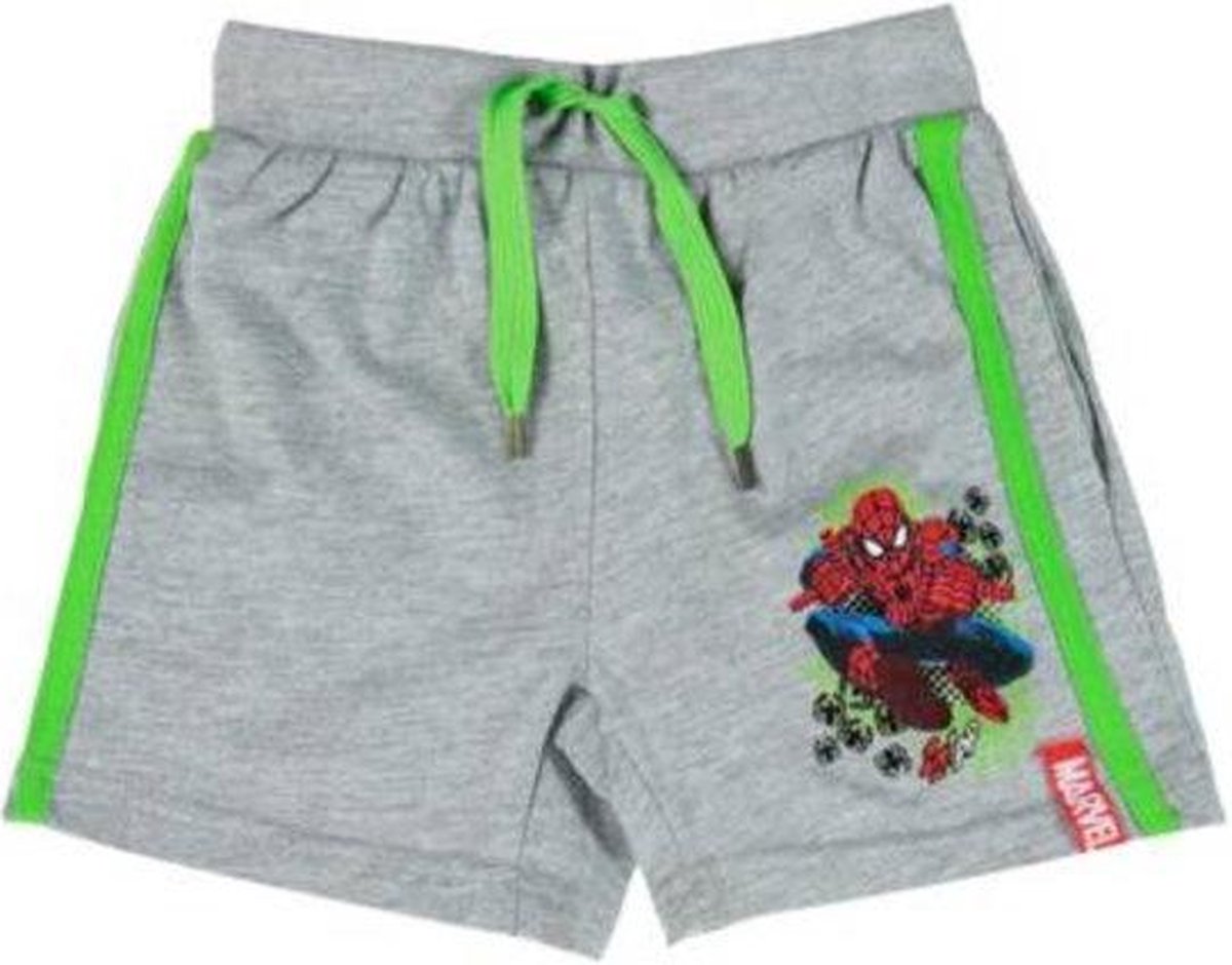 Marvel Ultimate Spider-Man - Bermuda Shorts - Grijs Met Groene Strepen - 104 cm - 4 jaar