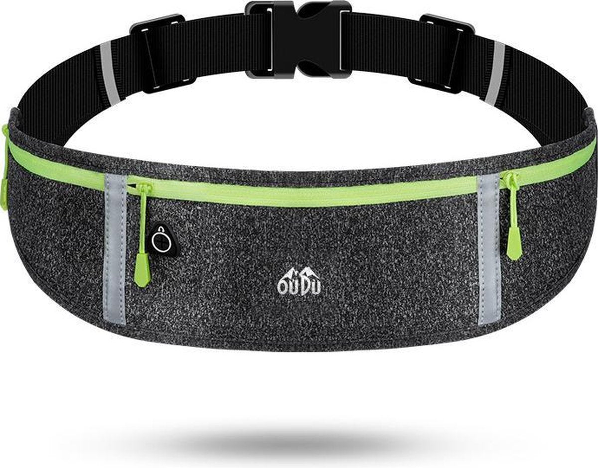 TDR - Heuptasje sport – running belt - verstelbare buideltas van 60 tot 120 cm - waterafstotend - Donkergrijs