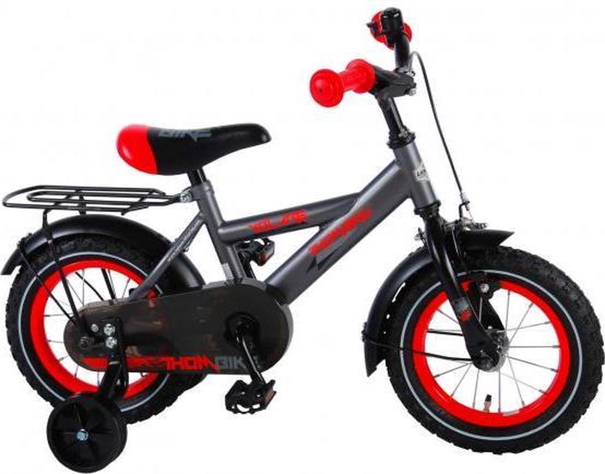 Volare Thombike Kinderfiets - Jongens - 12 inch - Grijs/Rood - 95% afgemonteerd