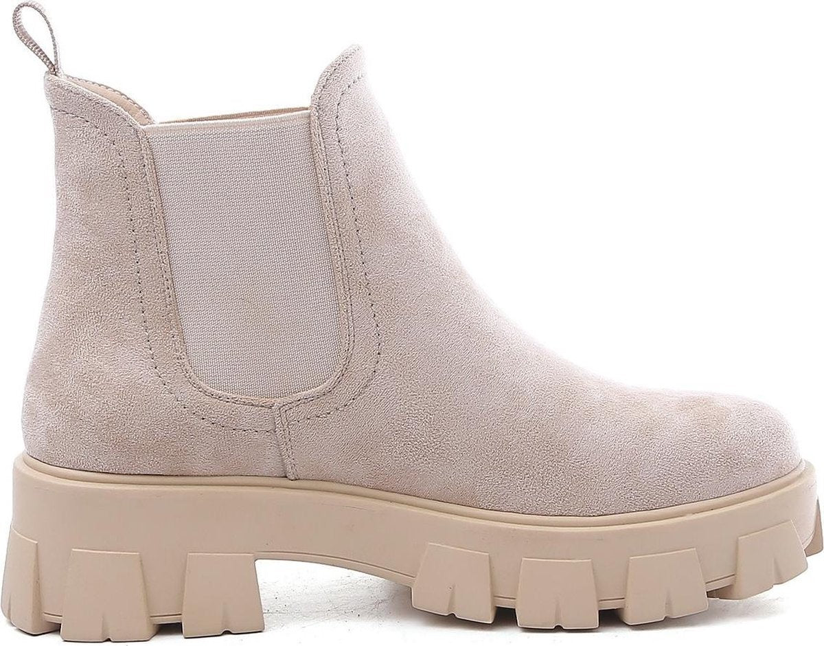 Smile Favorites® Chelsea boots met Hak - Suède look - Beige - Maat 37