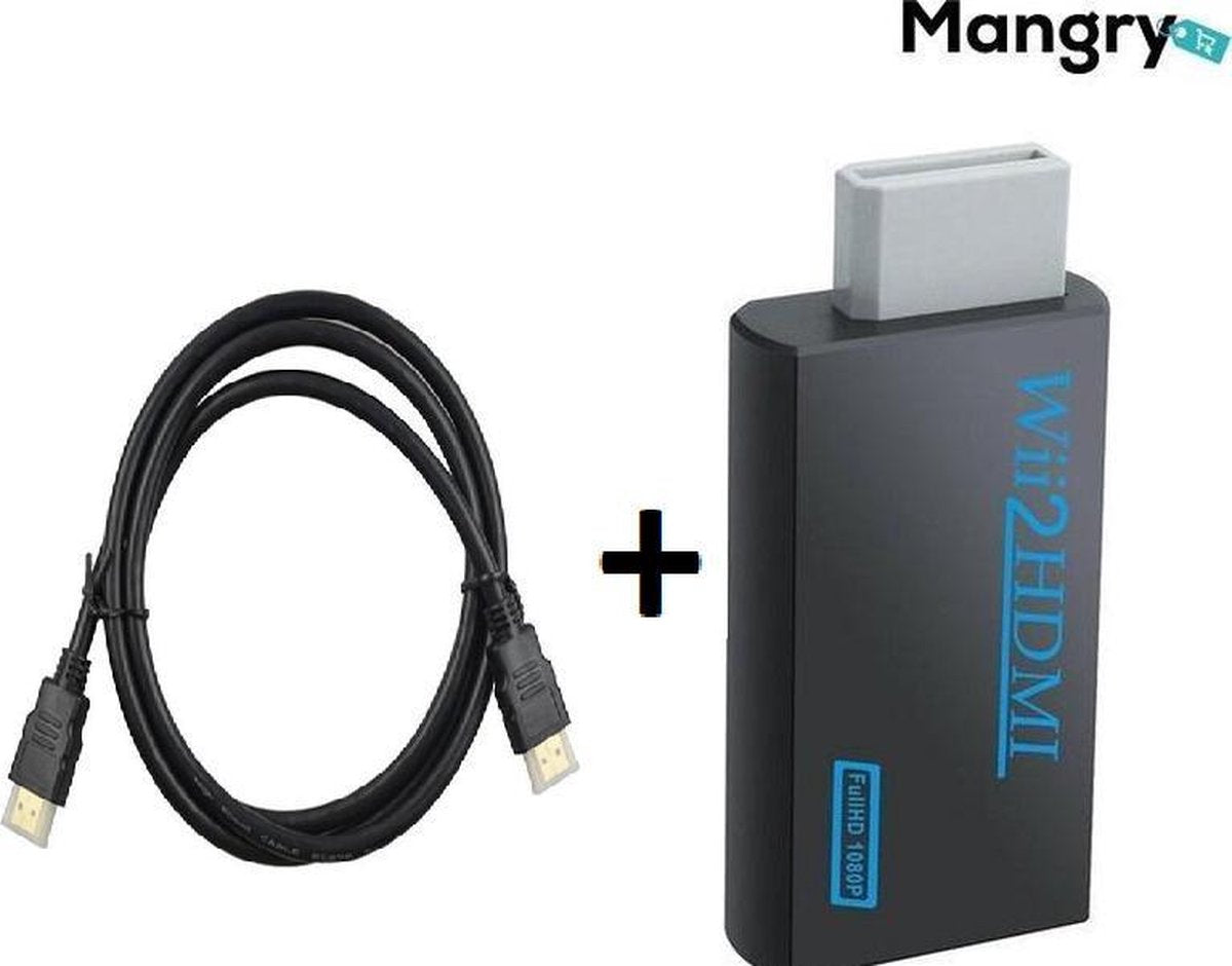 Verbeterde Premium Wii naar HDMI converter 1080P - 2020  / omvormer / adapter + HDMI kabel 1.5 meter - Mangry