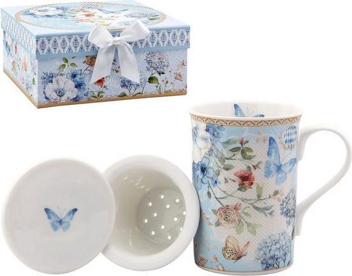 Kop met theefilter 116229 Vlinder Blauw