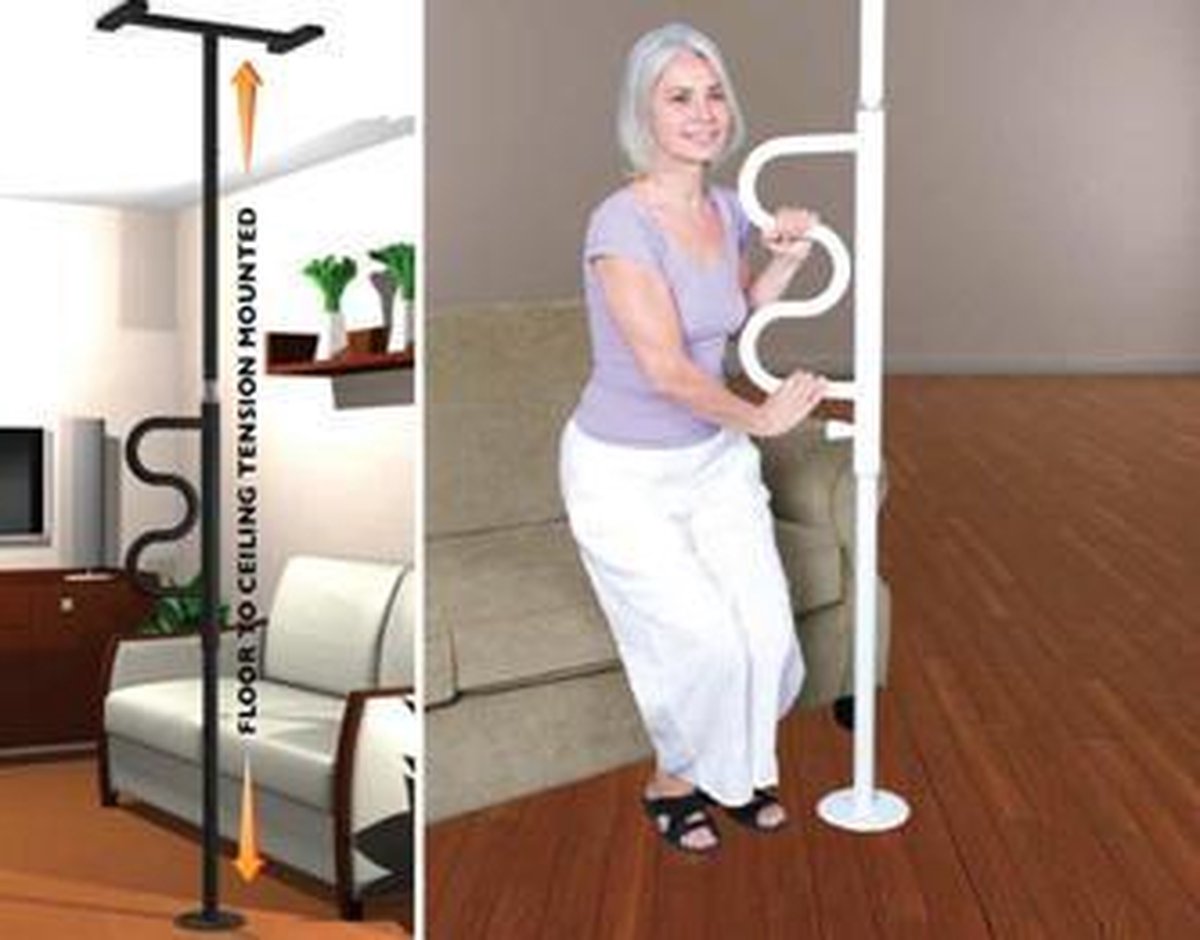 Transferpaal Stander™ met dubbel gebogen pivoterende handgreep wit - 210 tot 300 cm