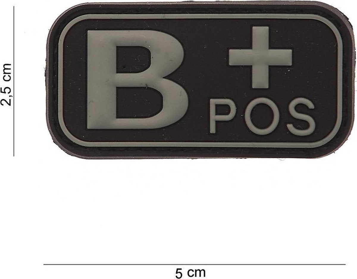 Embleem 3D PVC Bloedgroep B+ POS zwart