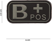 Embleem 3D PVC Bloedgroep B+ POS zwart