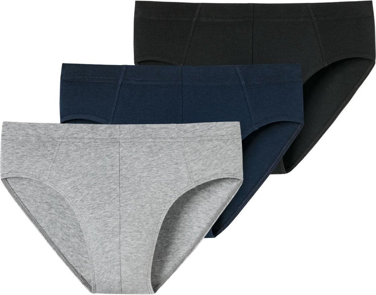 SCHIESSER 95/5 Essentials supermini slips (3-pack) - zwart - blauw en grijs -  Maat: XL