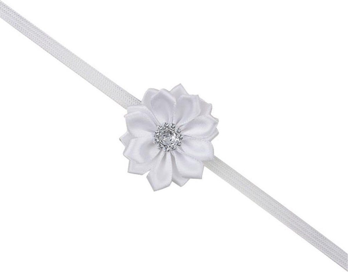Haarband dun met mooie bloem - Wit