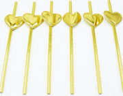 Doodadeals® | Gouden Hartjes Papieren Rietjes | Paper Straws | Feestje | 6 stuks