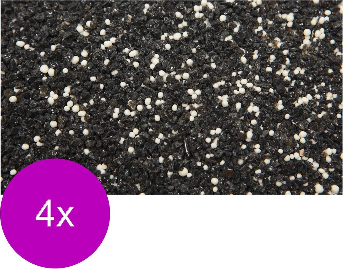 Vdl Aquariumgrind Hawai 1-2 Mm - Aquarium - Siergrind - 4 x 2.5 kg Zwart Wit