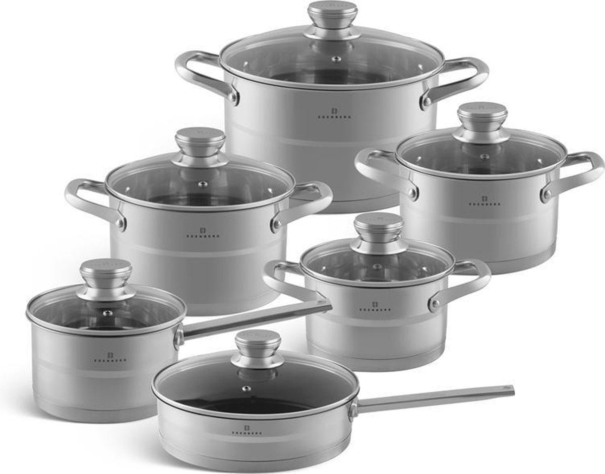 Edënbërg Classic Line - Luxe Pannenset - RVS - 12 delig - Sandwichbodem