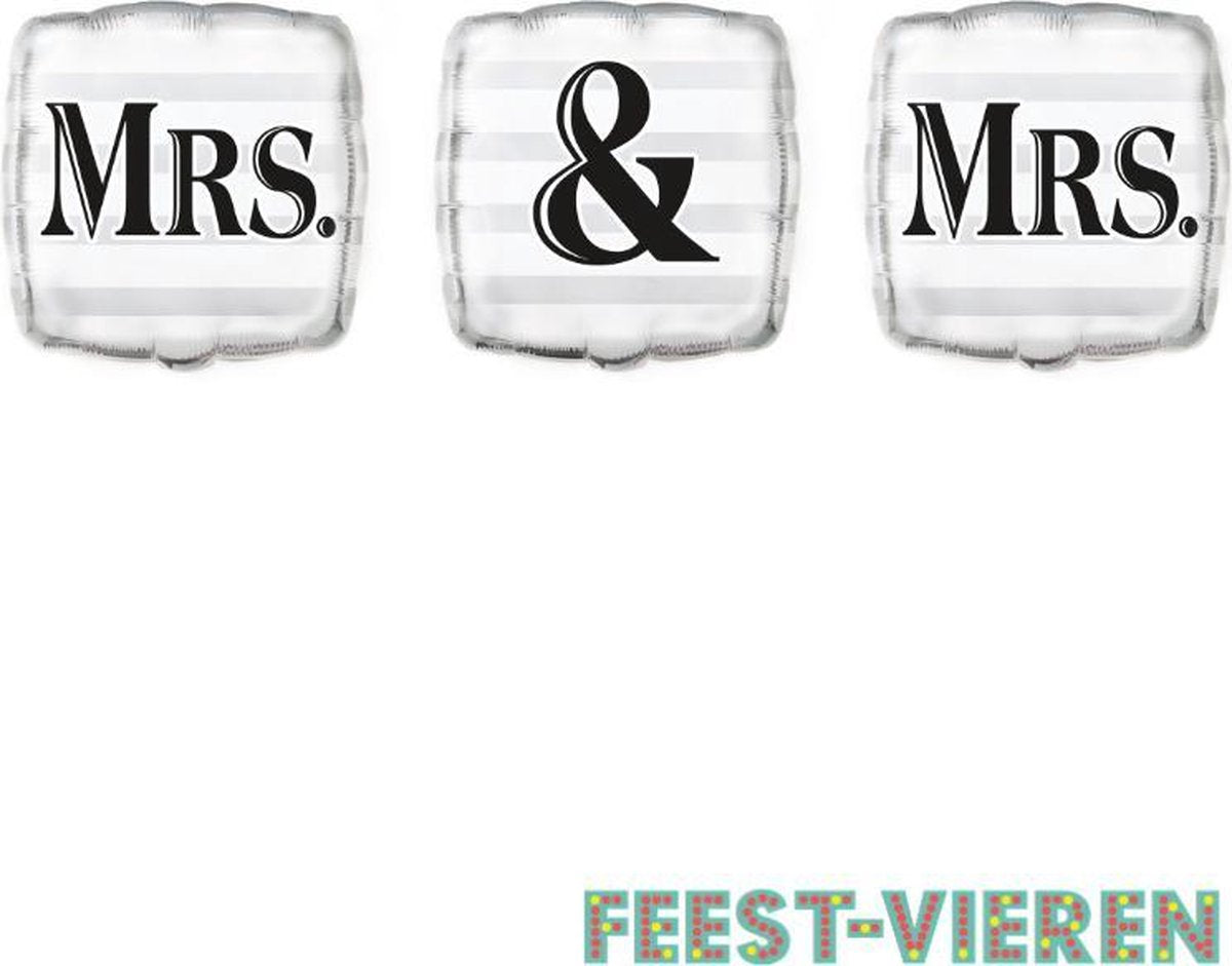 Folieballonnen Mrs. & Mrs. Bruiloftversiering
