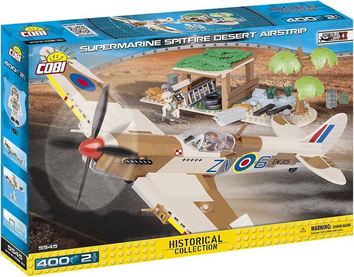 Cobi 400 Pcs Small Army /5545/ Supermarine Spitfire Desert Airstrip