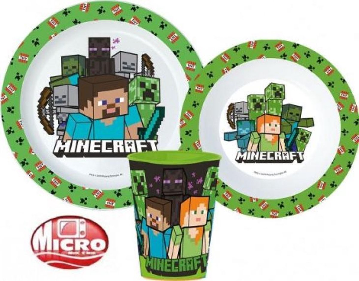 MINECRAFT ontbijtset - dinner set - bord