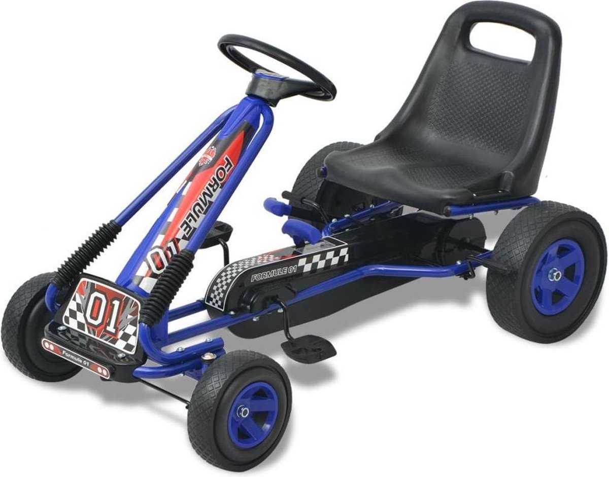 Luxe Skelter Kart Blauw 3 4 5 jaar met verstelbare leuning - Trapauto - Kart auto voor kinderen