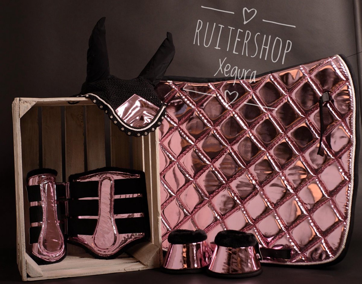 Roze Holo complete Set PONY -COB -FULL - zadeldek - 2 flextrainers voorr - springschoenen - oornet - ruiter - sport - dressuur - paard - pony