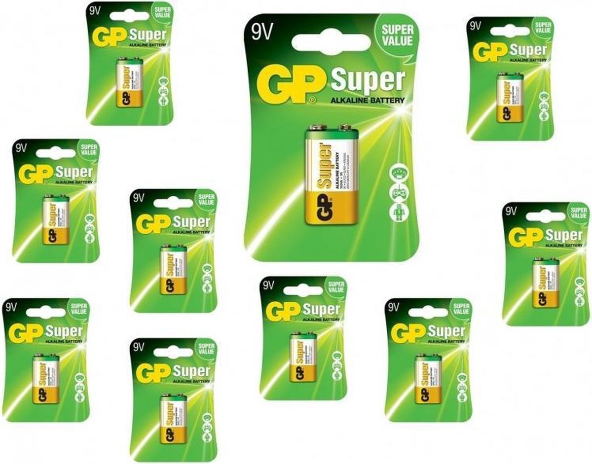 10 Stuks - GP Super Alkaline 6LR61/9V batterij